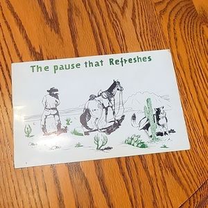 1961 MCM Vintage antique western postcard.  The pause that refreshes